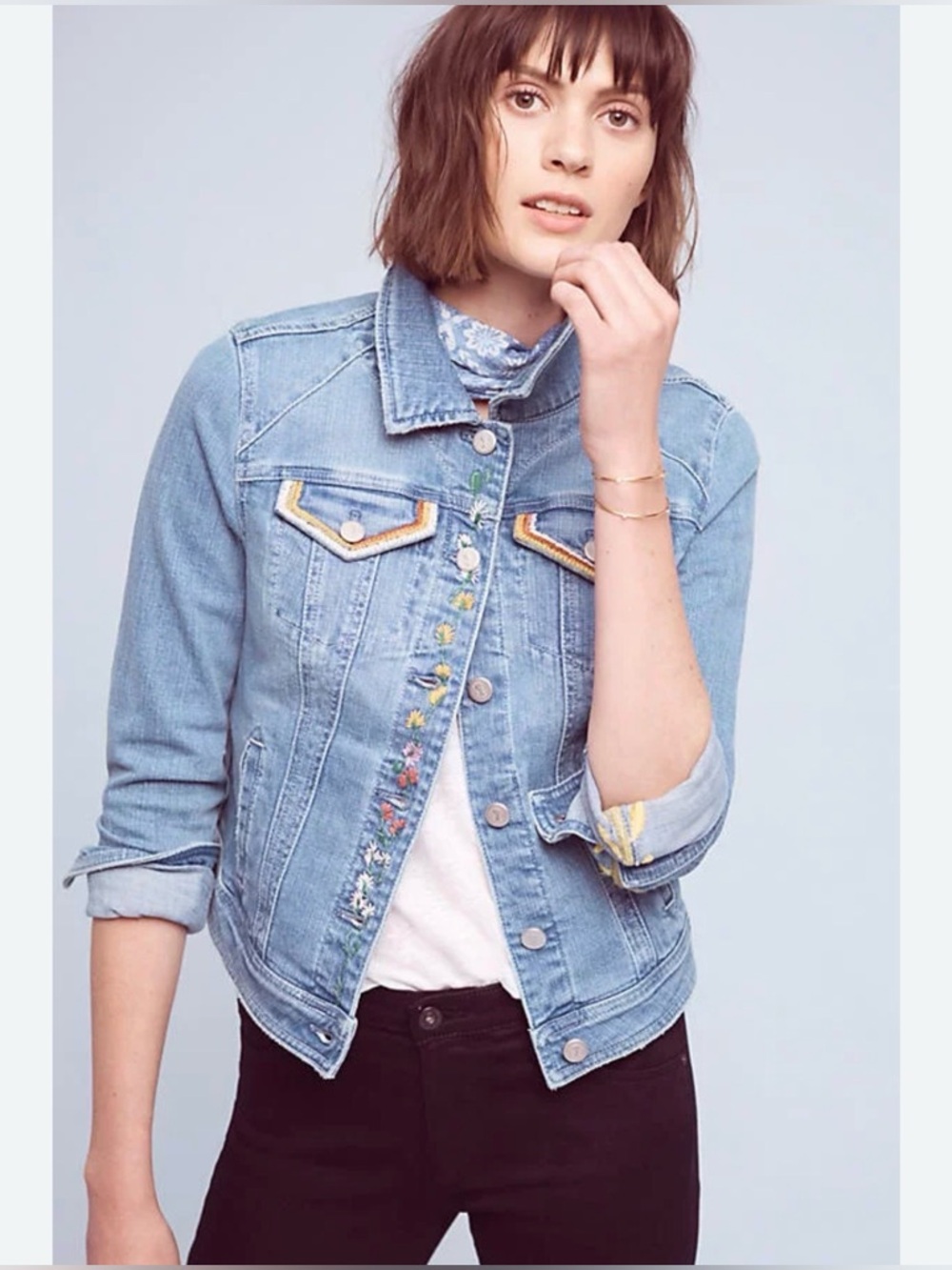 Anthropologie Pilcro and the Letterpress Embroidered Denim Jacket - Picture 4 of 4